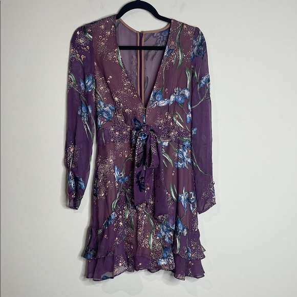 For Love And Lemons | Women’s Purple Floral Sheer Cleo Mini Dress Size Small NWT - Picture 2 of 8
